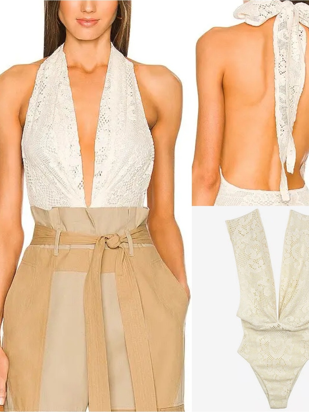 Mes Demoiselles Fanti Lace Cotton Ivory Bodysuit XS (0)